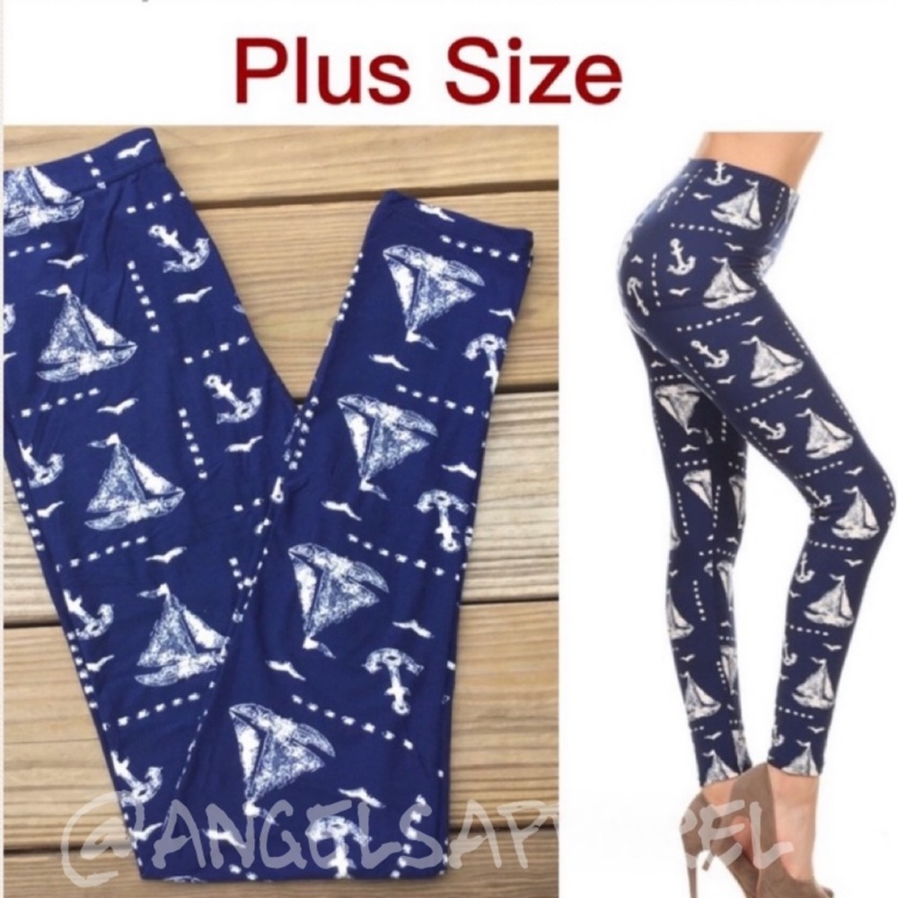 Soft Sailboat Leggings, Plus Sz.➕12-20, NEW ✔️